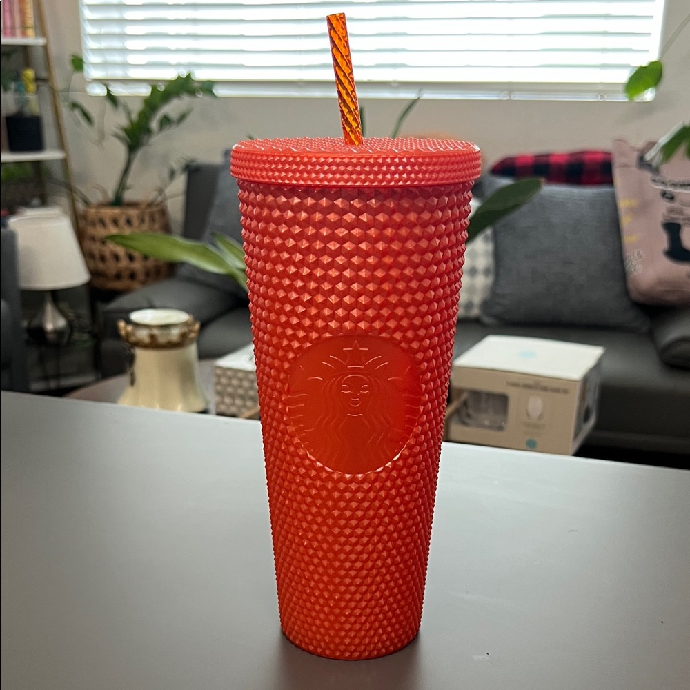 Starbucks Vibrant Orange Studded Tumbler with Straw